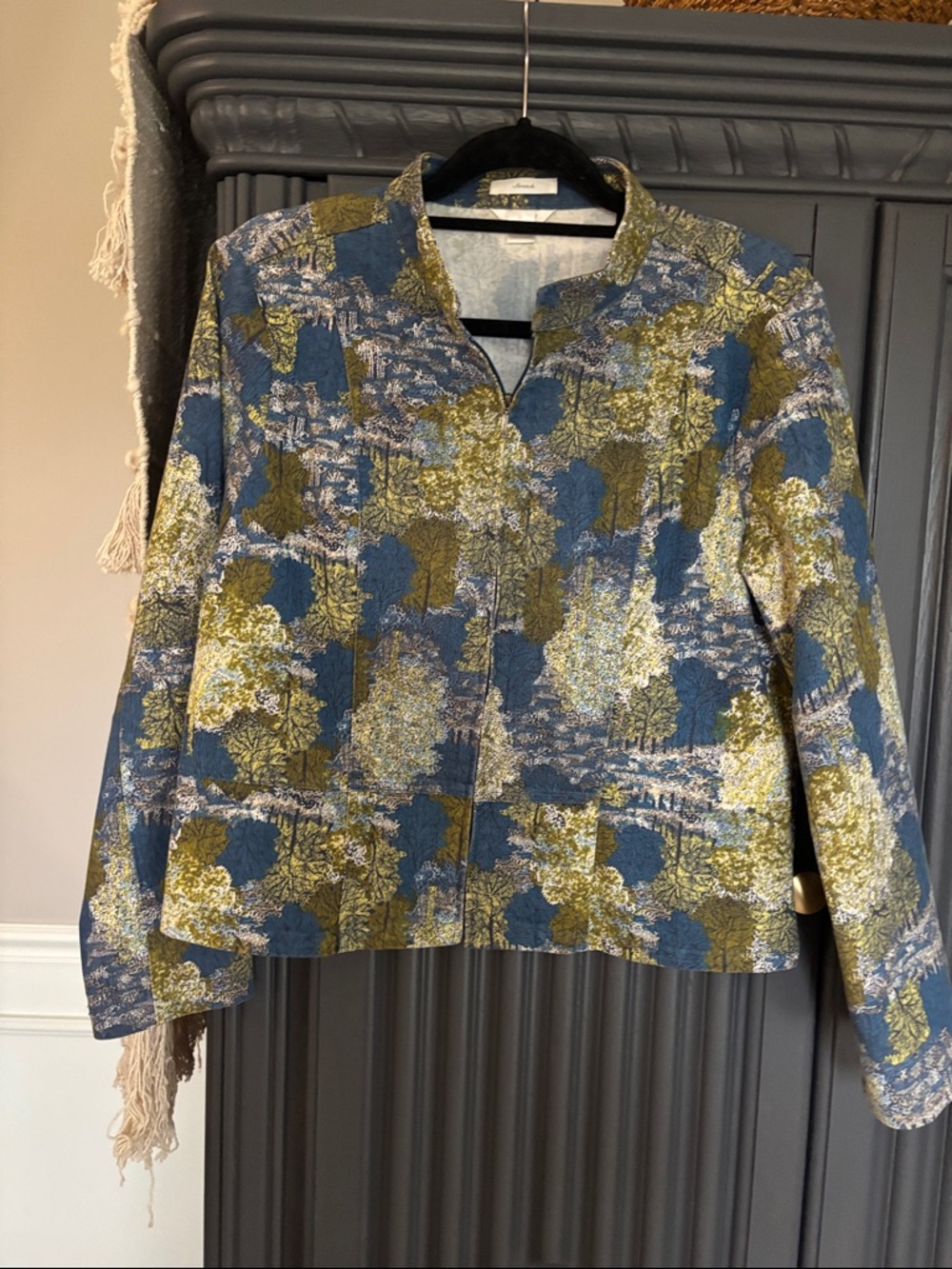 Christopher & Banks Blue and Olive Patterned Blazer